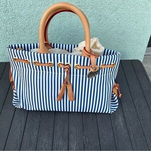 Dooney & Bourke Blue and White Striped Tote